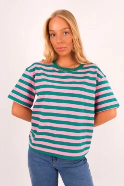 Frankie Tee Pink Stripe -Jean Jail Shop Frankie Tee Pink Stripe fc