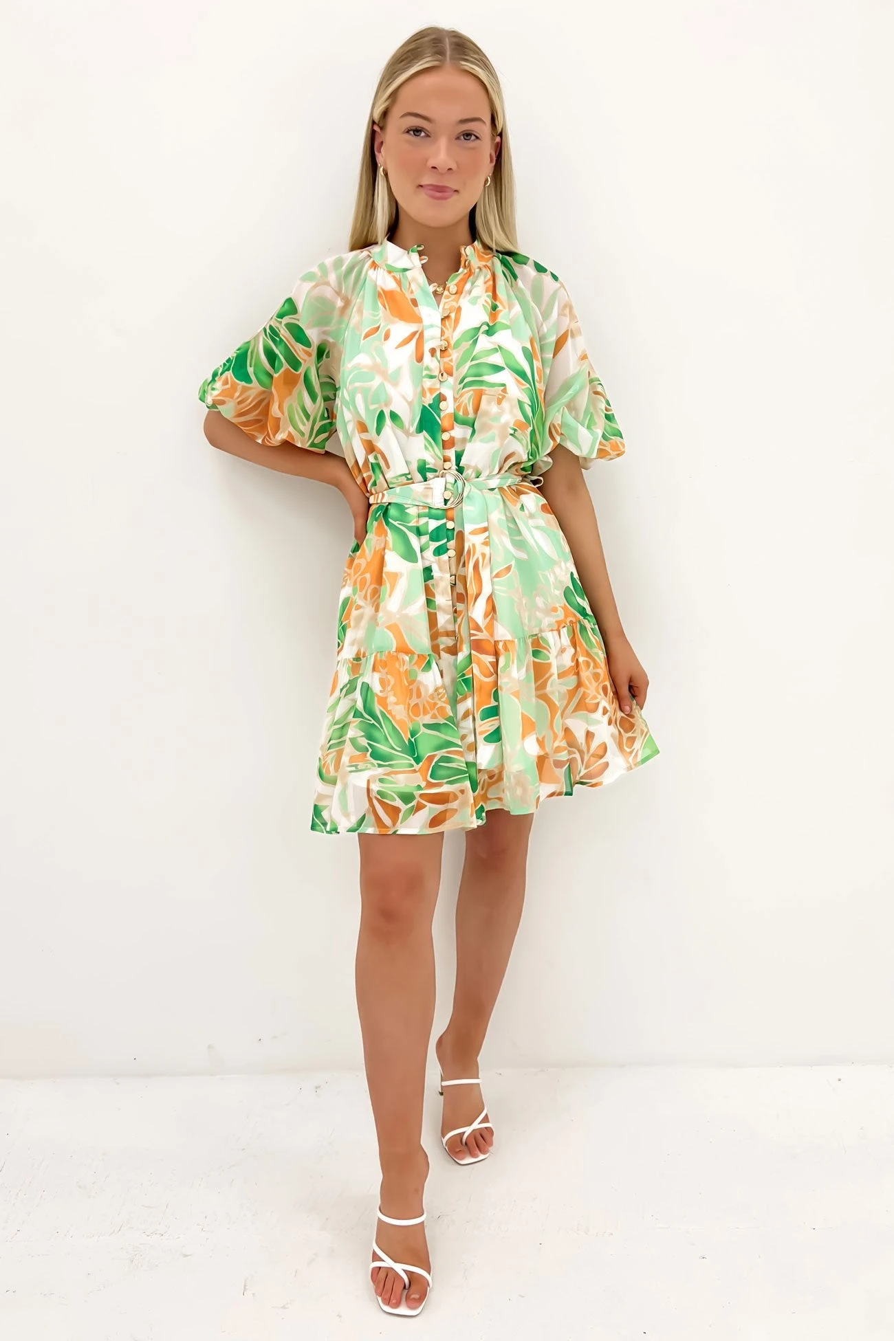 Gabby Mini Dress Green Miami Floral 2 Gabby Mini Dress Green Miami Floral - Image 2