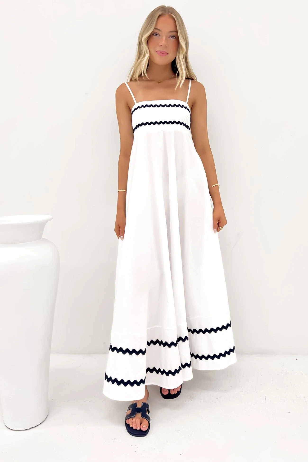 Gemma Maxi Dress White Black 1 Gemma Maxi Dress White Black