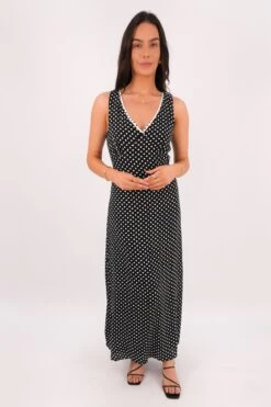 Halia Maxi Dress Black Polka Dot