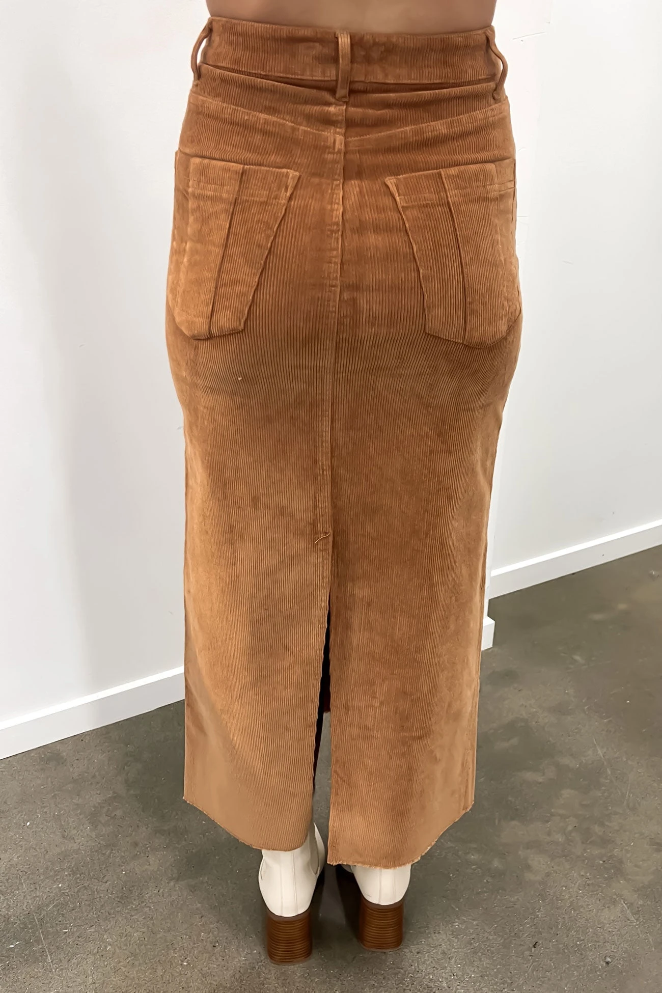 Huntley Cord Maxi Skirt Tan 2 Huntley Cord Maxi Skirt Tan - Image 2