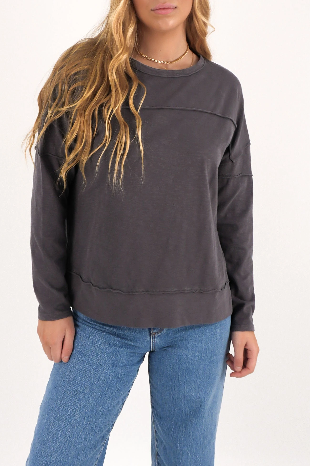 Jayne Throw On Top Charcoal 2 Jayne Throw On Top Charcoal - Image 2