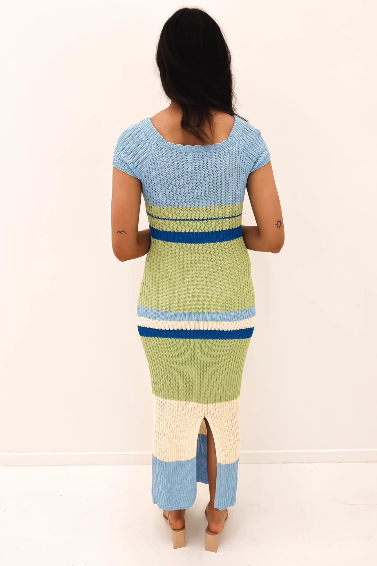 Johanna Knit Dress Blue Green 3 Johanna Knit Dress Blue Green - Image 3
