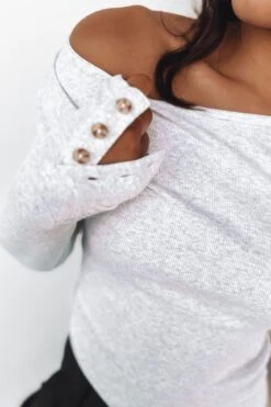 Jordyn Rib Long Sleeve Snow Marle -Jean Jail Shop Jordyn Rib Long Sleeve Snow Marle f