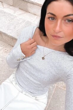 Jordyn Rib Long Sleeve Snow Marle -Jean Jail Shop JordynRibLongSleeveSnowMarleRichf