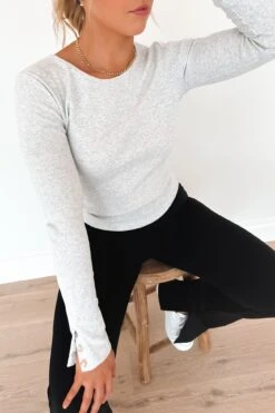 Jordyn Rib Long Sleeve Snow Marle -Jean Jail Shop JordynRibLongSleeveSnowMarlee4