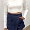 Kaela Crop Knit Jumper White