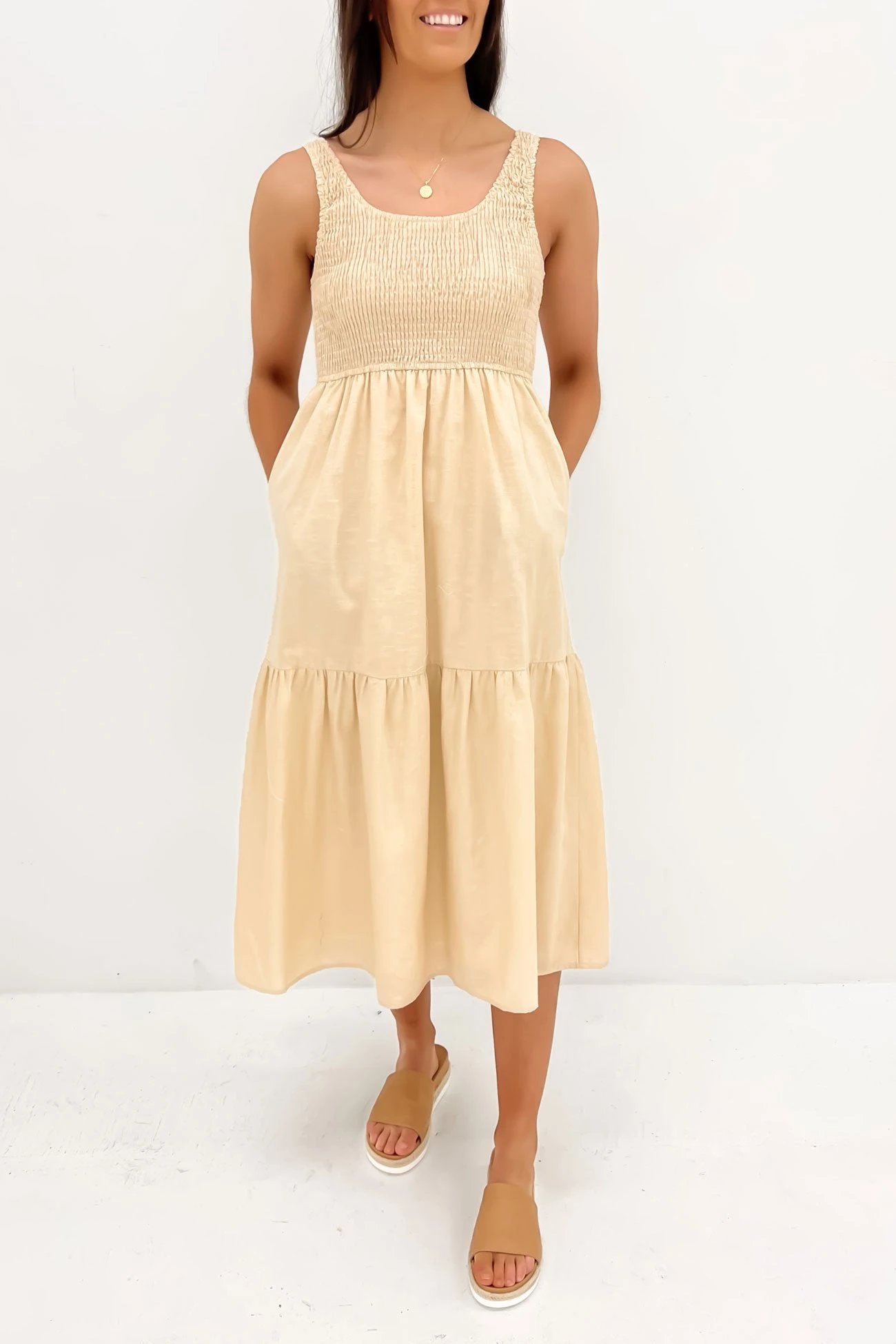 Lenni Midi Dress Beige 2 Lenni Midi Dress Beige - Image 2