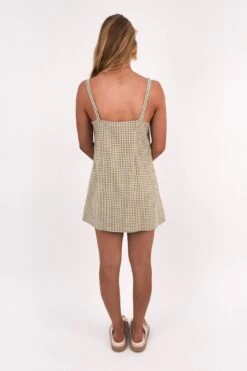 Rhythm Lola Check Slip Dress Olive -Jean Jail Shop Lola Check Slip Dress Olive b