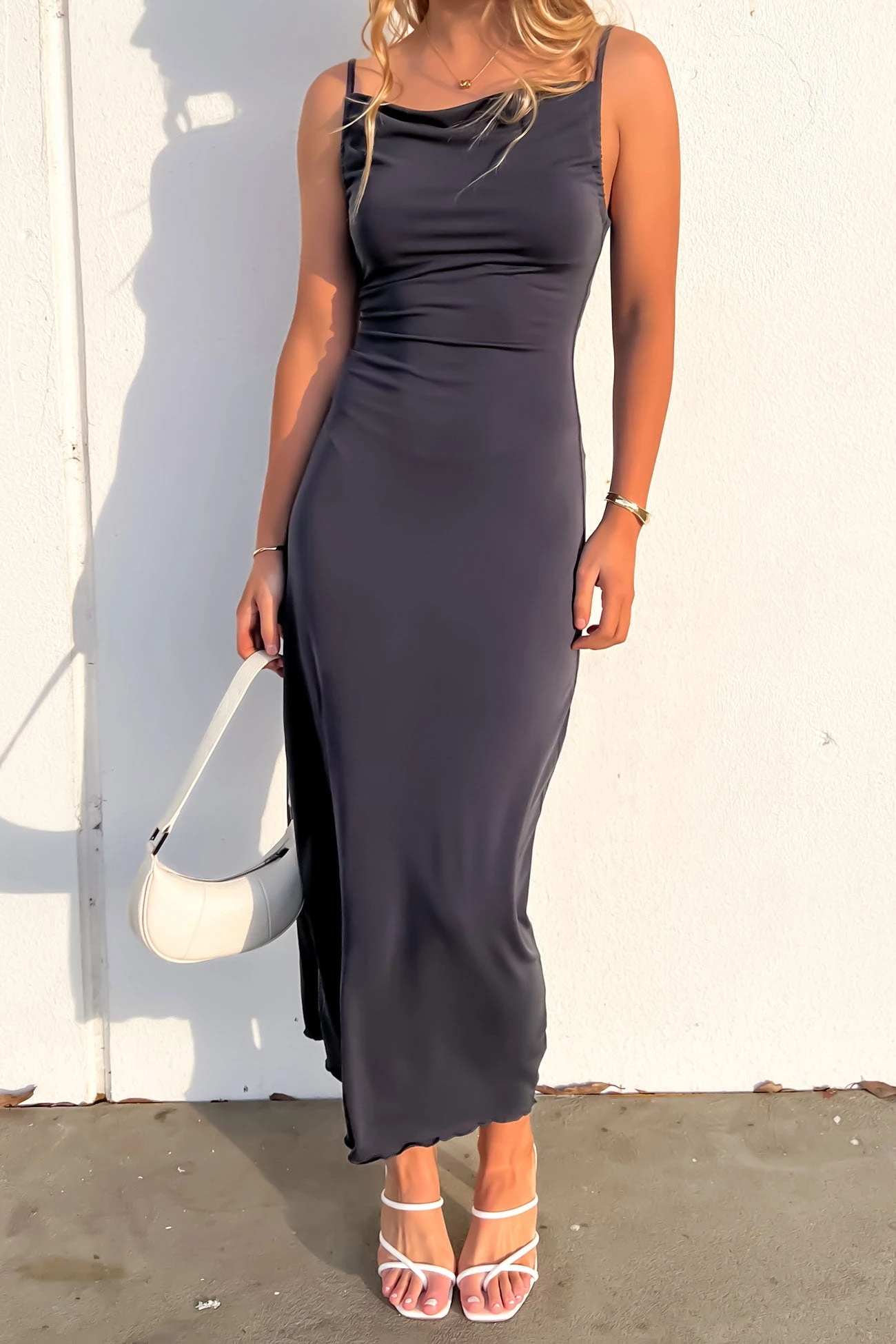 Luxe Cowl Neck Maxi Dress Steel 3 Luxe Cowl Neck Maxi Dress Steel - Image 3