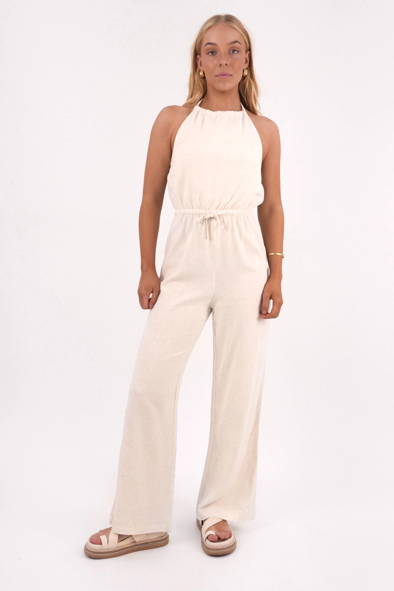 Rhythm Marlow Halter Jumpsuit Oatmeal 1 Rhythm Marlow Halter Jumpsuit Oatmeal