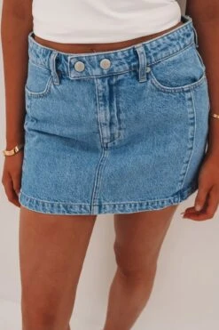 Lee Mid Mini Moto Skirt Blue Monday