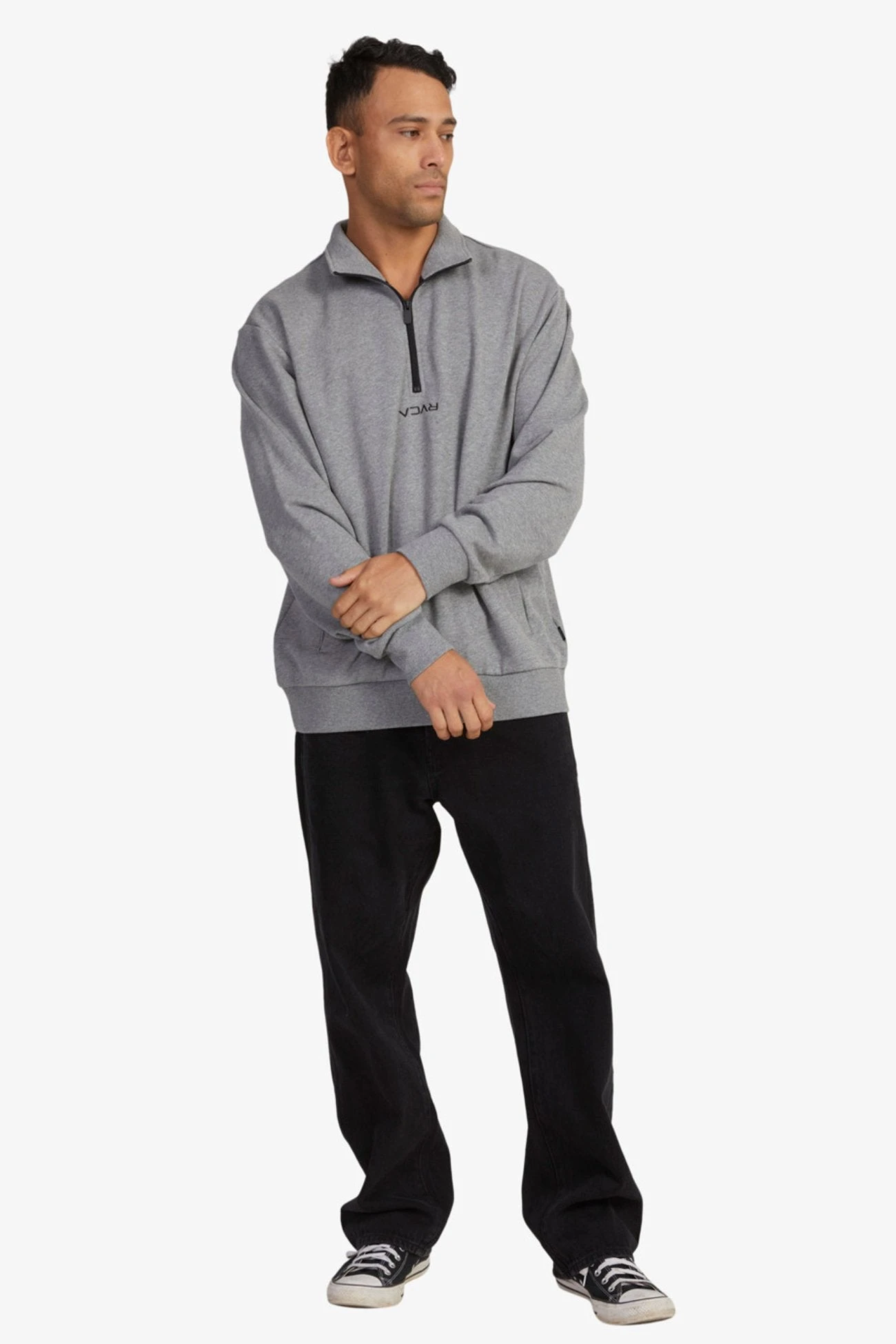 RVCA Mini Flipped Half Zip Grey Marle 4 RVCA Mini Flipped Half Zip Grey Marle - Image 4