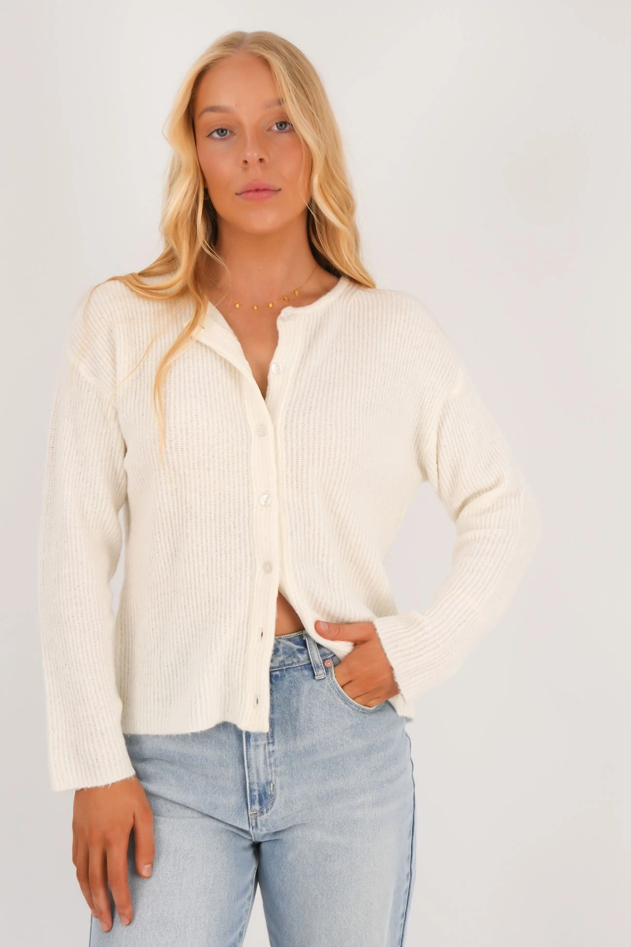 Murphy Knit Cardi Vintage White 1 Murphy Knit Cardi Vintage White