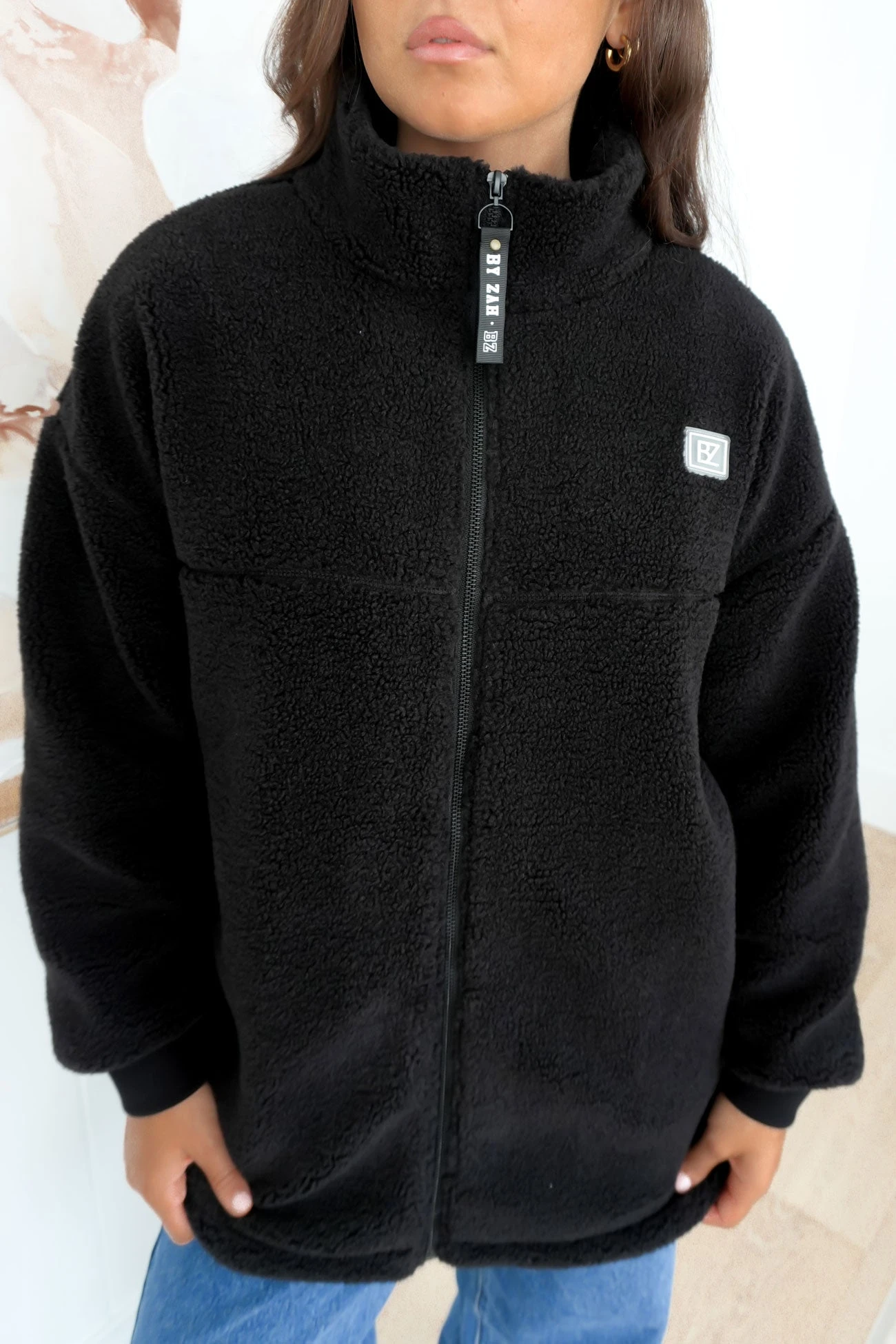 Nate Teddy Jacket Black 2 Nate Teddy Jacket Black - Image 2