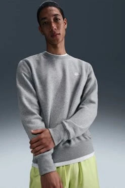 Nike Club Fleece Crew Dark Grey Heather White