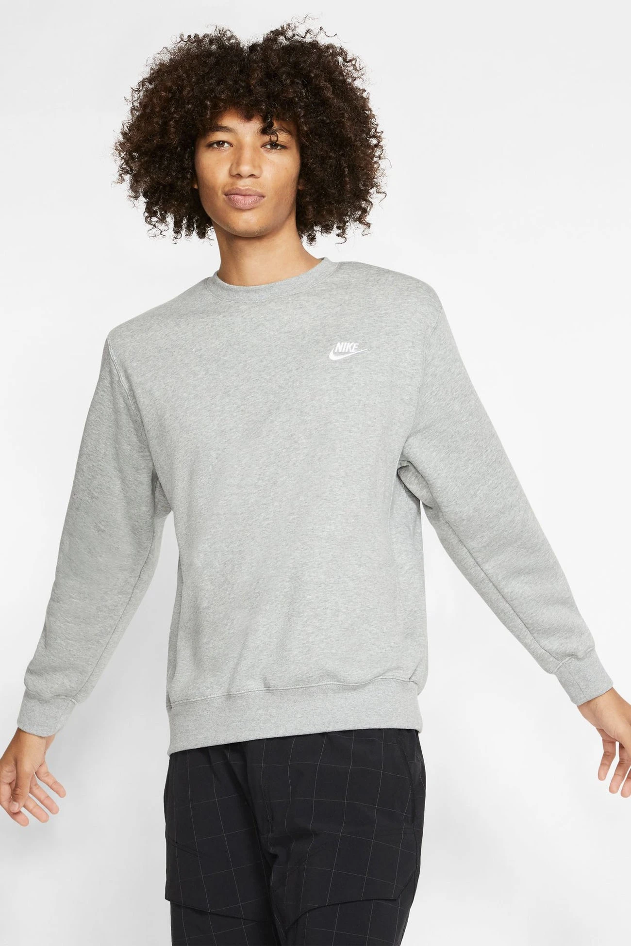 Nike Sportswear Club Fleece Crew Dark Grey Heather 1 Nike Sportswear Club Fleece Crew Dark Grey Heather
