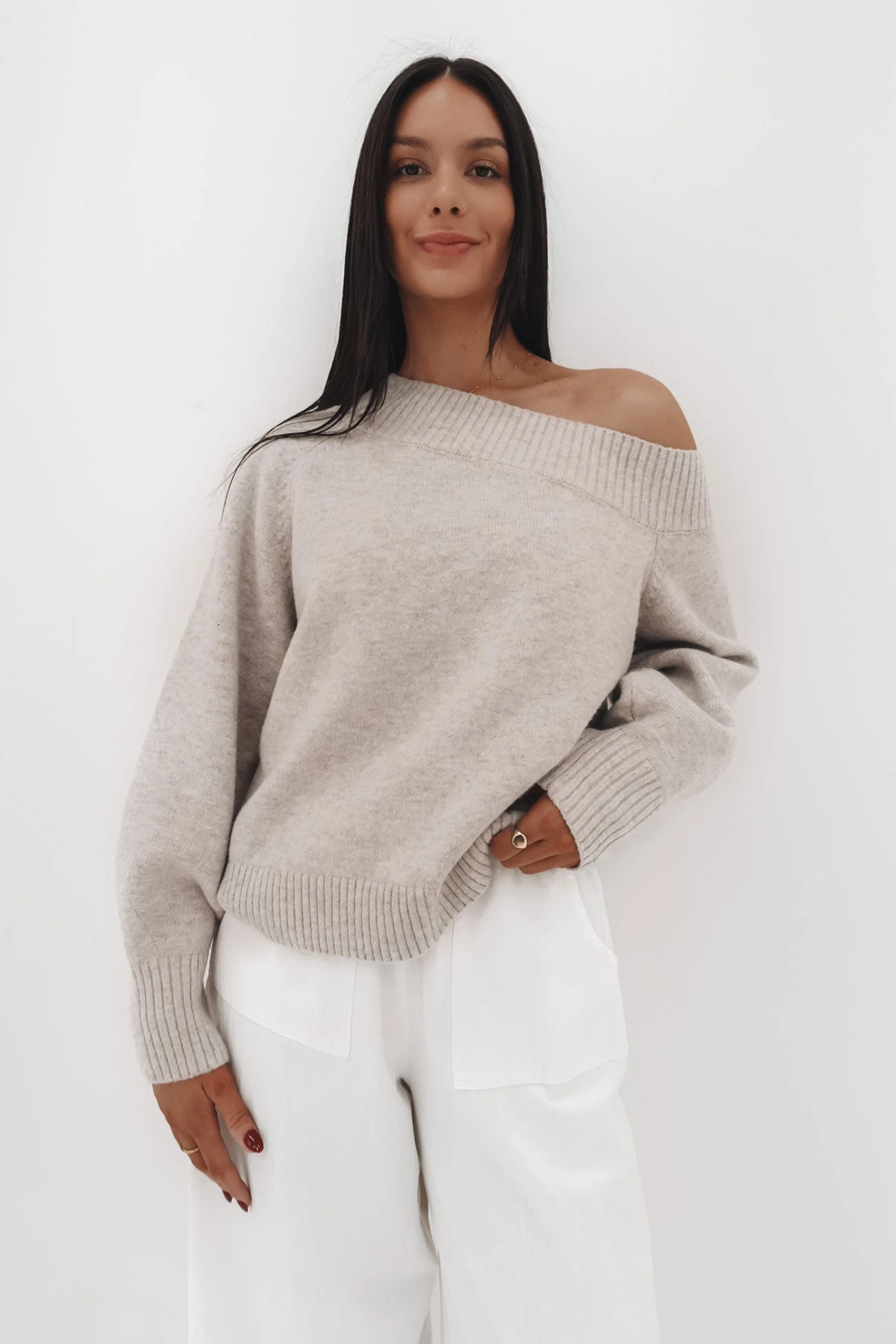 Ayden Knit Jumper Oatmeal 1 Ayden Knit Jumper Oatmeal