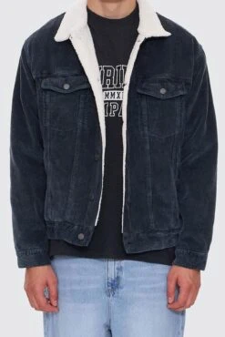 Oversized Sherpa Wanderer Cord Jacket Ebony