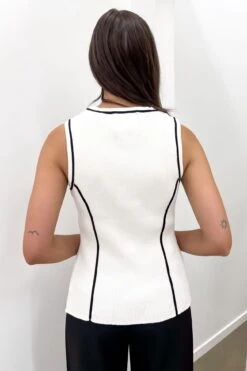 Polly Knit Top White Black 5 Polly Knit Top White Black -Jean Jail Shop Polly Knit Top White Black b