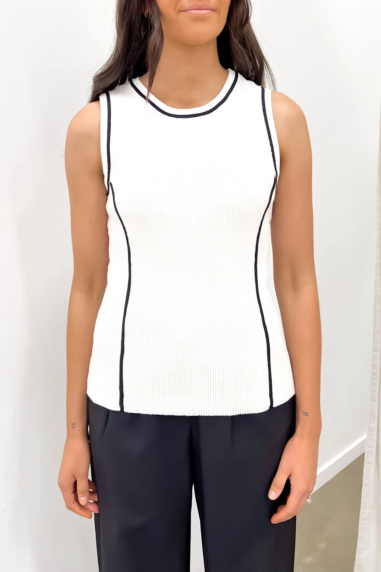 Polly Knit Top White Black 1 Polly Knit Top White Black