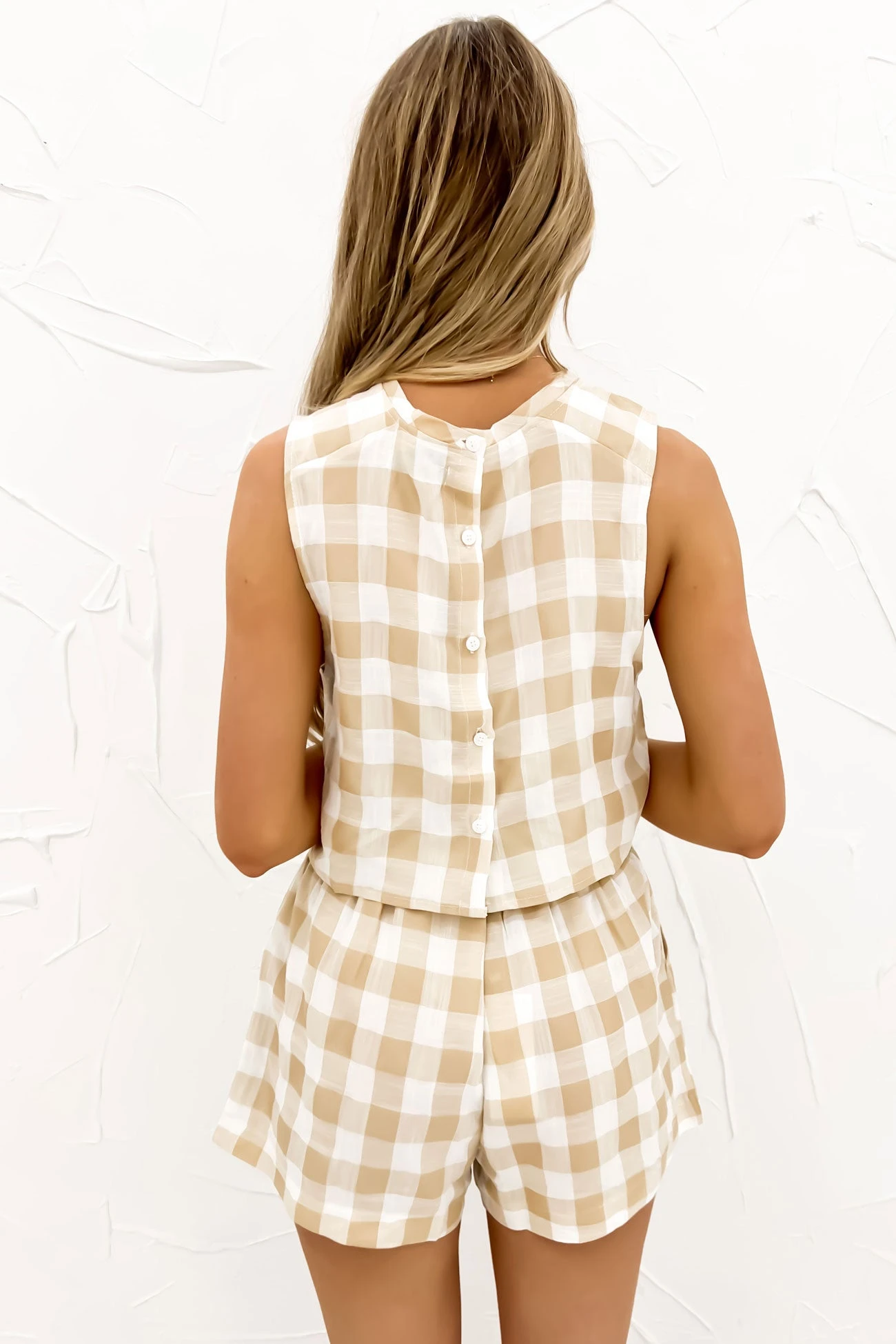 Raine Short Set Beige Check 6 Raine Short Set Beige Check - Image 6