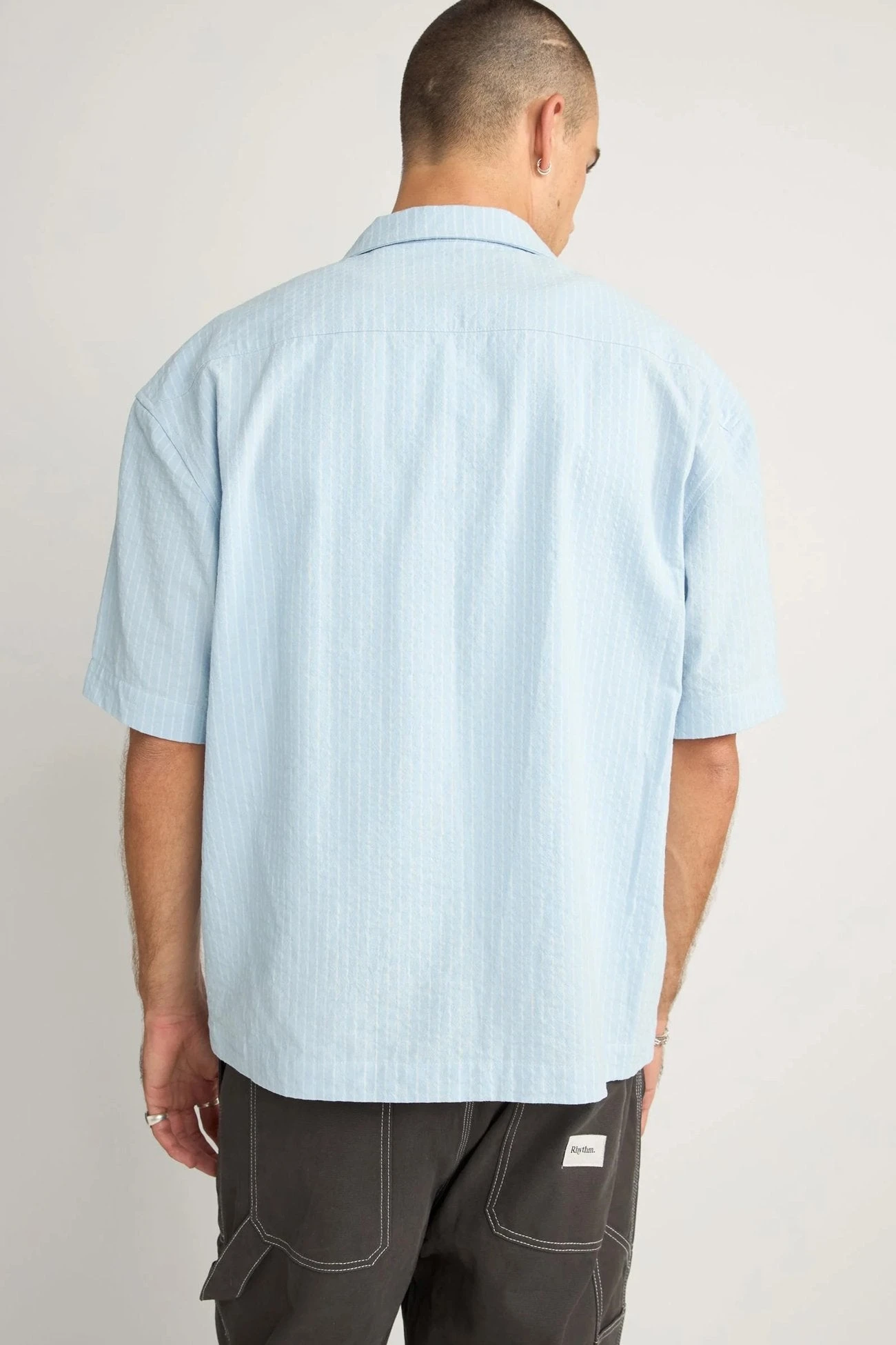 Rhythm Relaxed Check Short Sleeve Shirt Blue 2 Rhythm Relaxed Check Short Sleeve Shirt Blue - Image 2