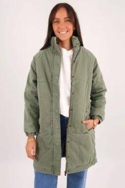 Rosalee Longline Jacket Washed Green