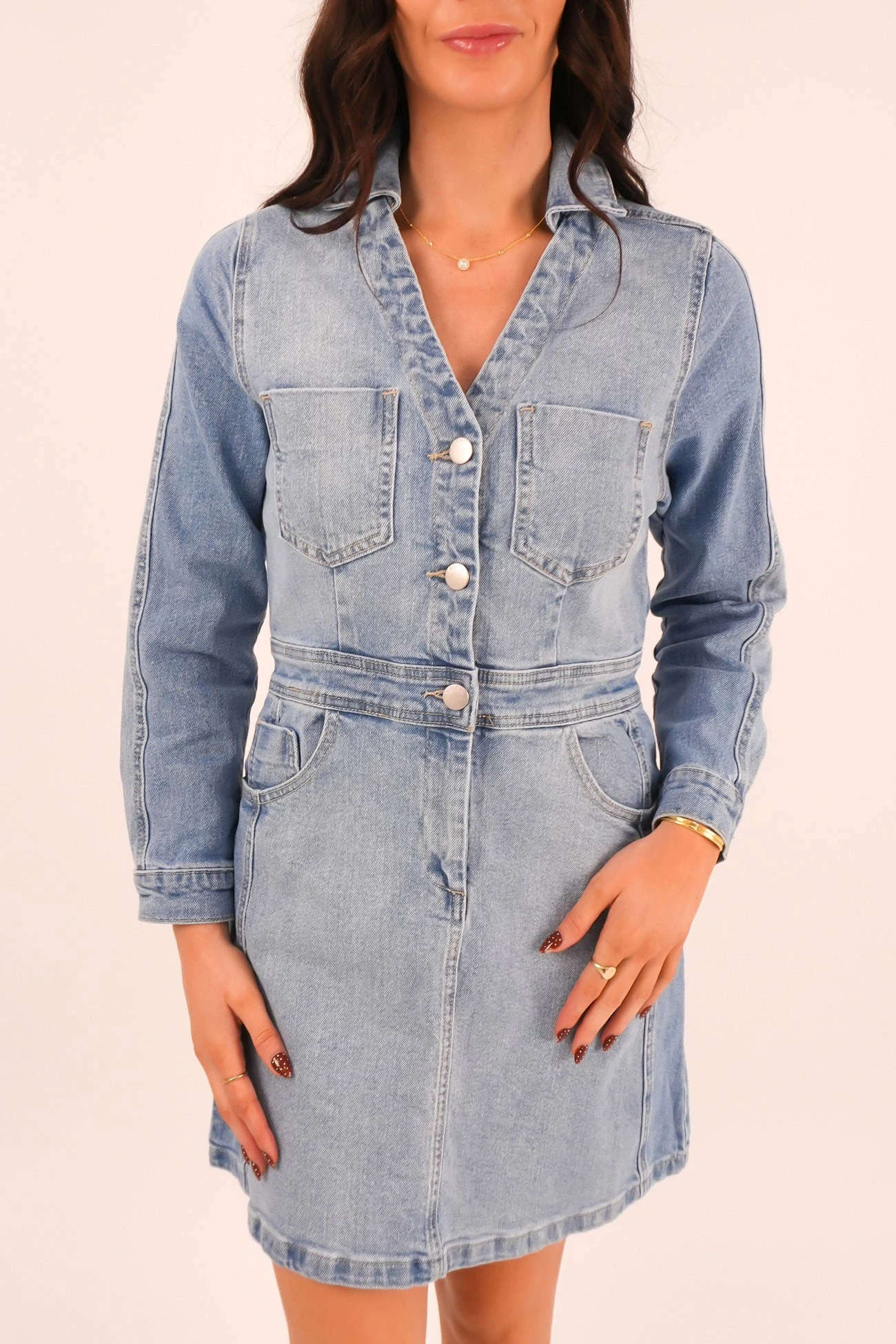 Rylie Dress Mixed Denim 1 Rylie Dress Mixed Denim