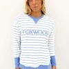 Simplified Stripe Crew Blue White Stripe