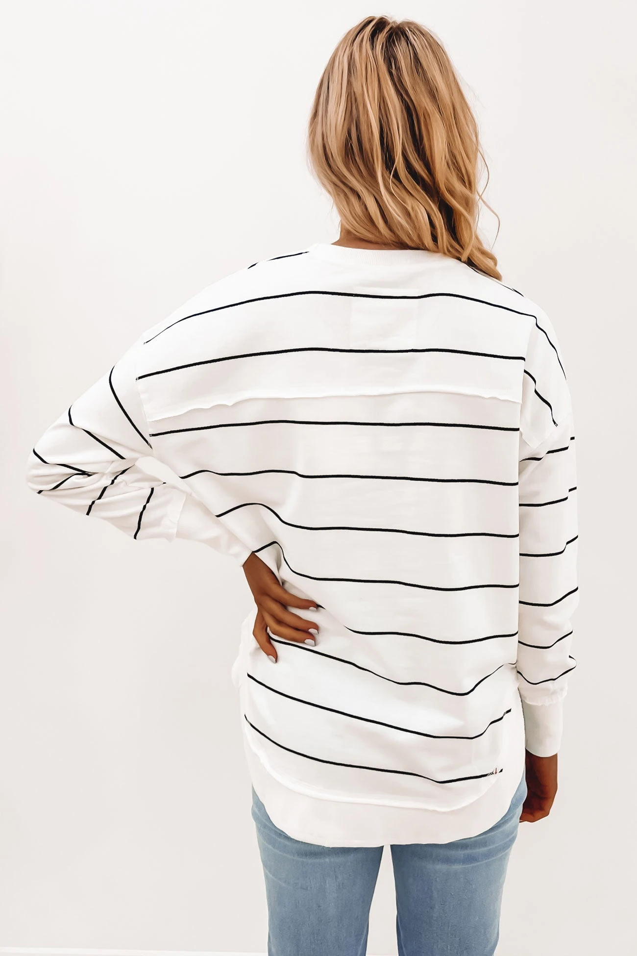 Simplified Stripe Crew White Navy Stripe 3 Simplified Stripe Crew White Navy Stripe - Image 3