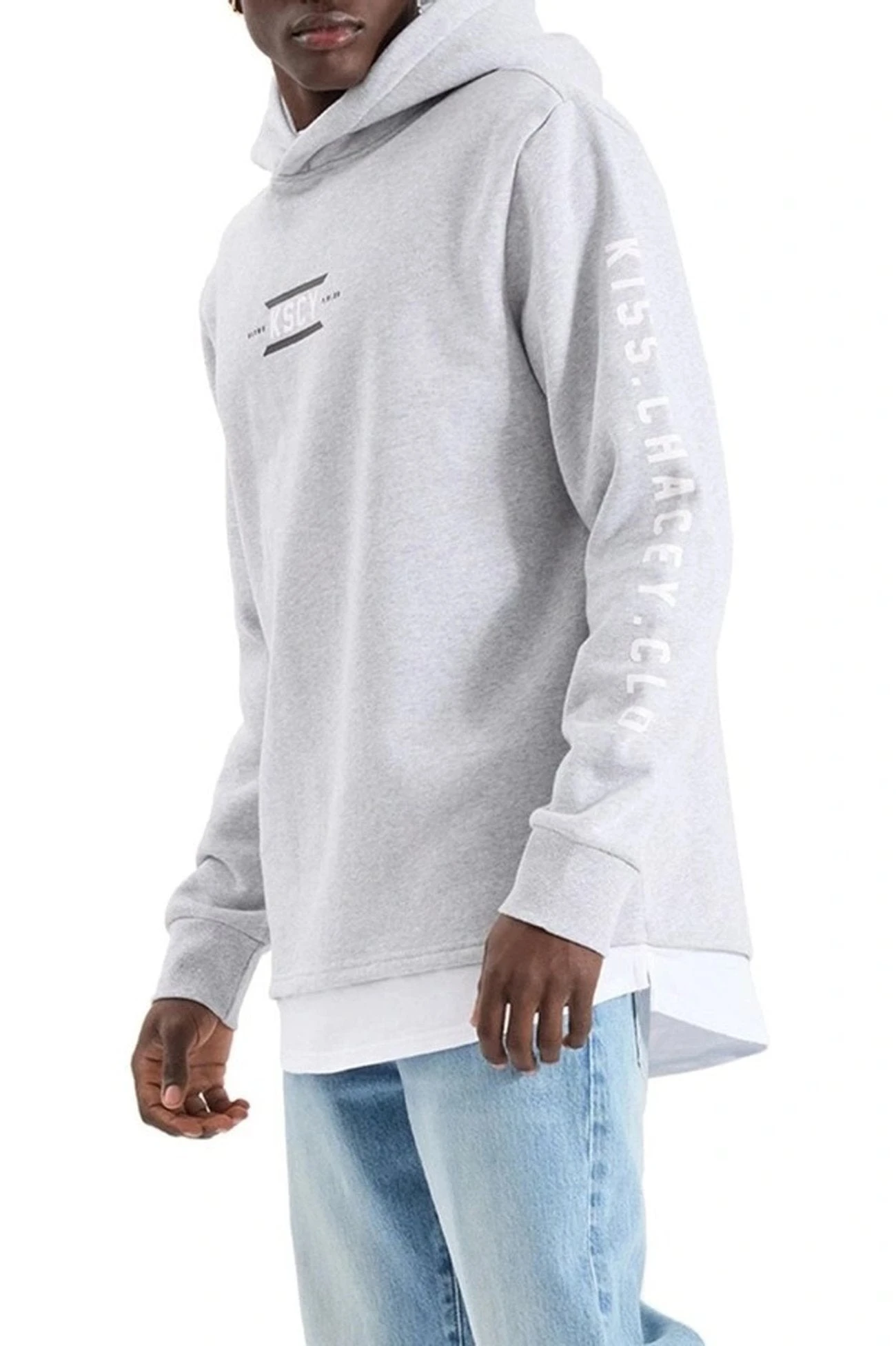 Trace Layered Hoodie Grey Marle 3 Trace Layered Hoodie Grey Marle - Image 3