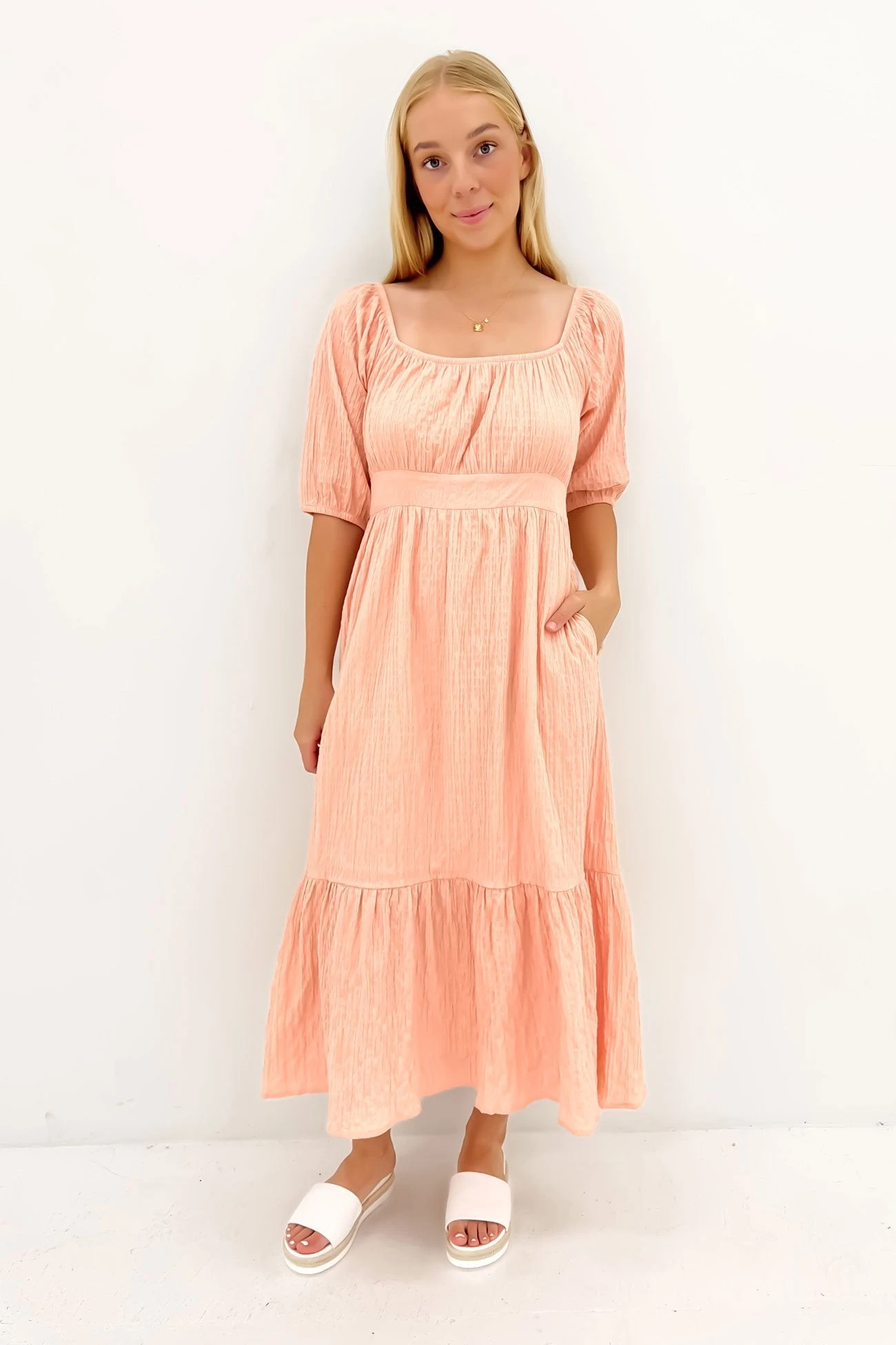 Violet Midi Dress Muted Peach 1 Violet Midi Dress Muted Peach