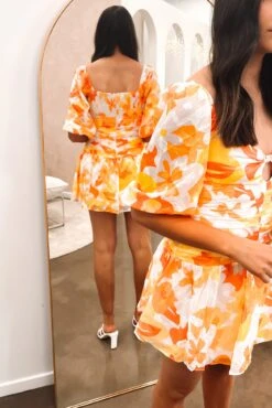 Whitney Mini Dress Yellow Floral -Jean Jail Shop Whitney Mini Dress Yellow Floral b