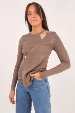 Zambee Knit Long Sleeve Top Taupe 9 Zambee Knit Long Sleeve Top Taupe -Jean Jail Shop Zambee Knit Long Sleeve Top Taupe ss