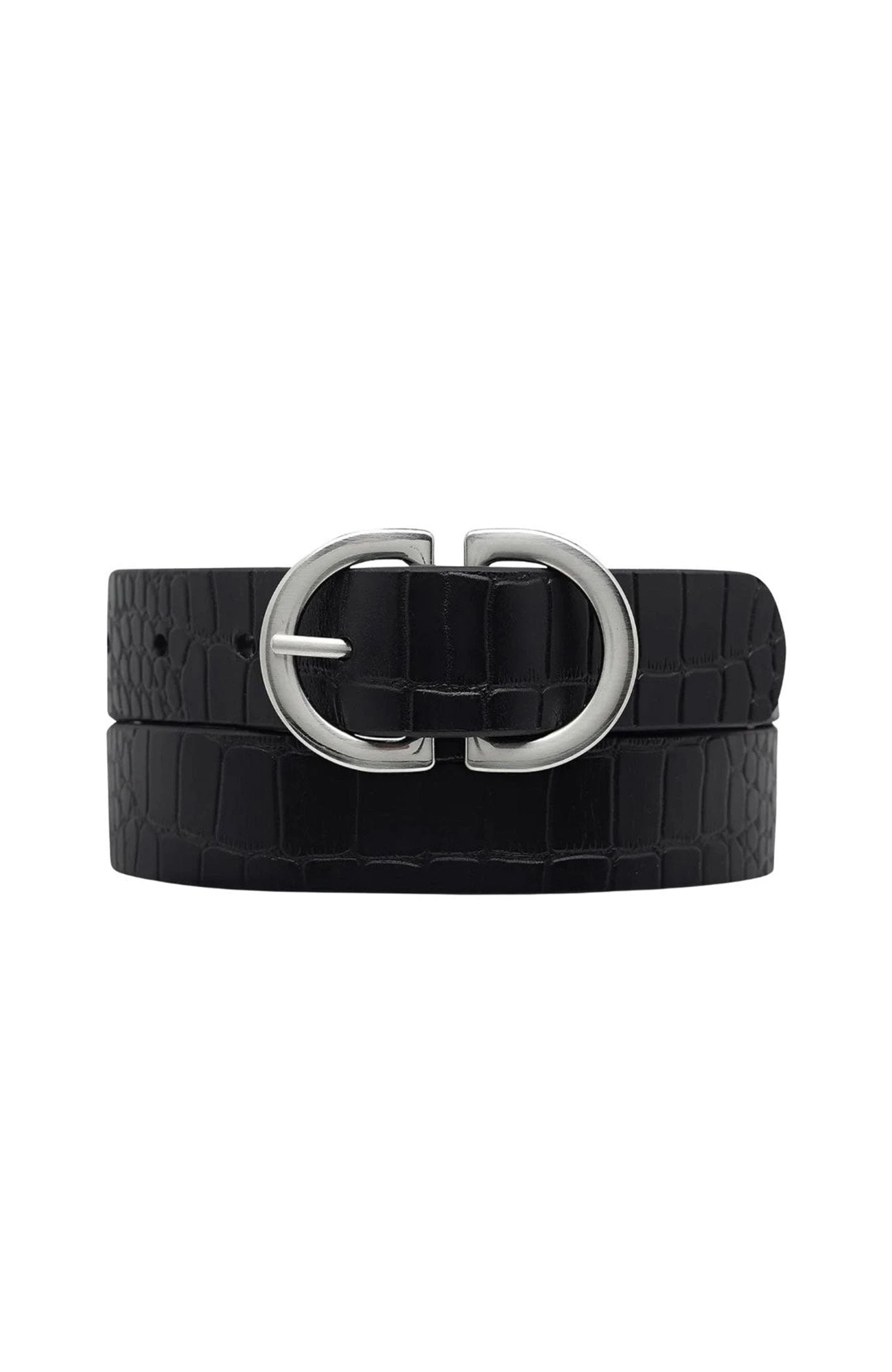 In Reverse Belt Black Croc Silver 1 In Reverse Belt Black Croc Silver